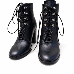 Black Lace-Up Ankle Boots